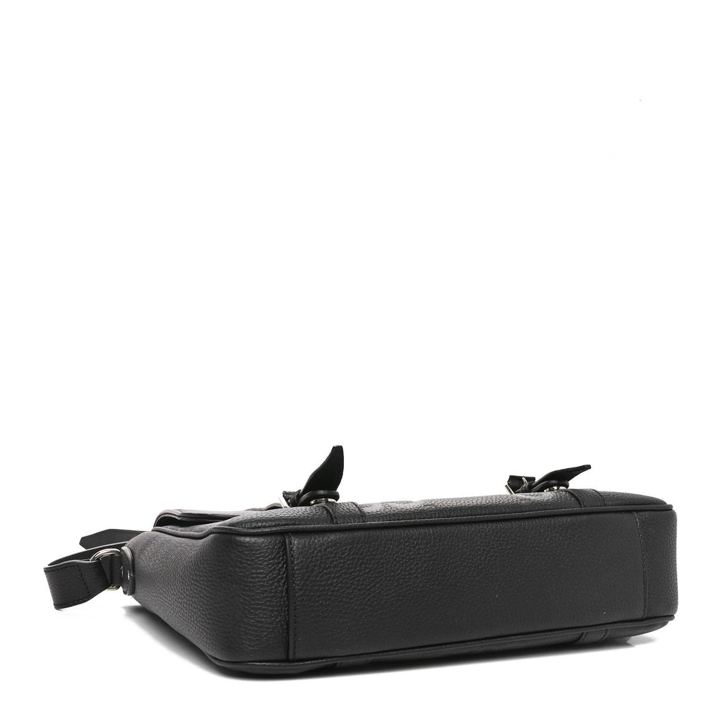 Calfskin Jumbo GG Embossed Double Buckle Medium Messenger Bag Black