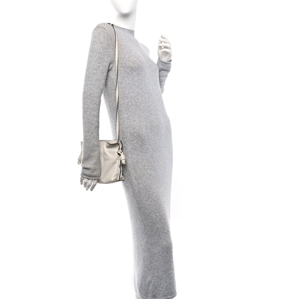Calfskin Mini Flamenco Knot Clutch Soft White