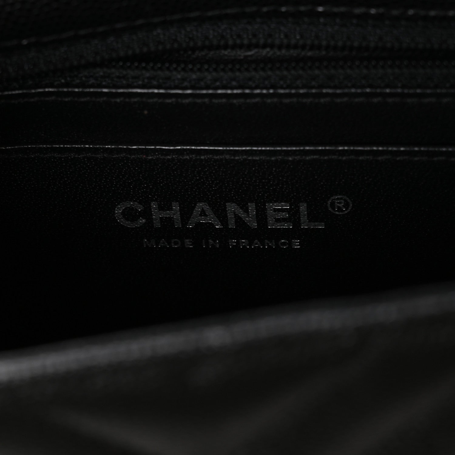 Caviar Chevron Quilted Mini Rectangular Flap Black