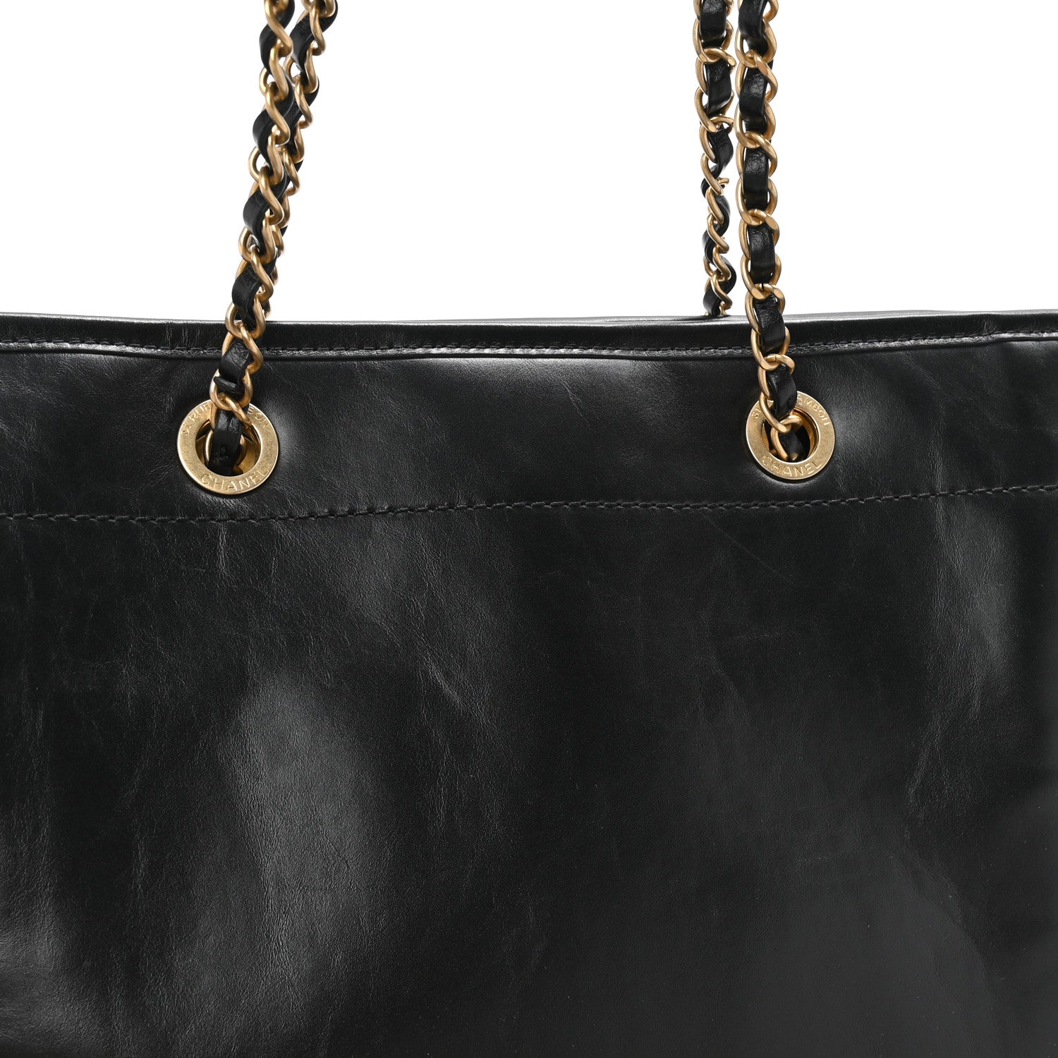 Aged Calfskin Small Charms Deauville Tote Black