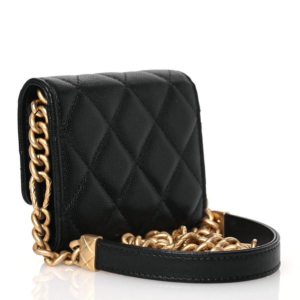 Caviar Quilted Mini Bracelet On Chain Wallet On Chain WOC Black