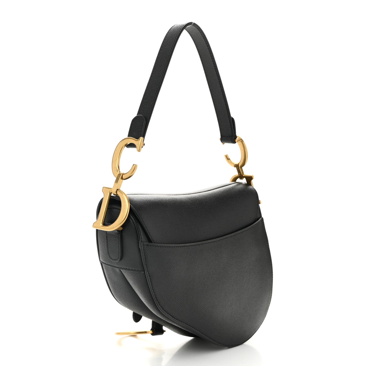 Grained Calfskin Saddle Bag Black