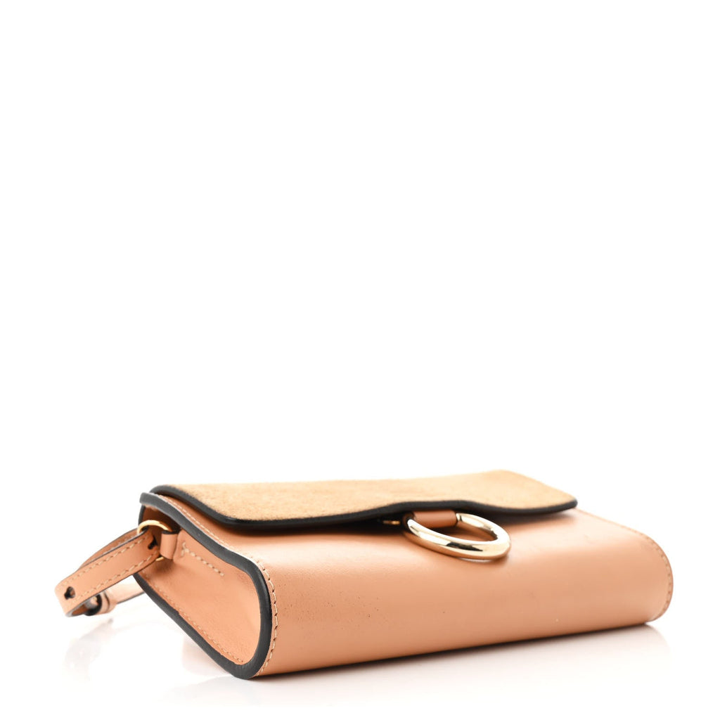 Suede Calfskin Small Faye Shoulder Bag Cement Pink