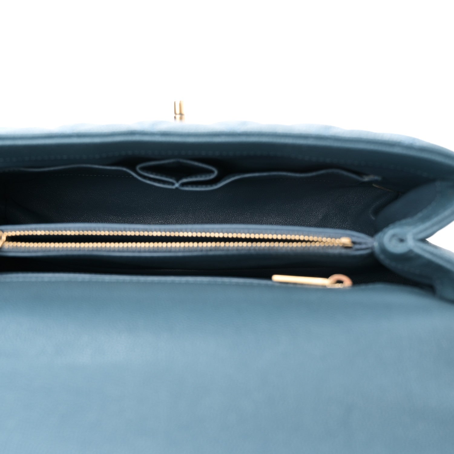 Caviar Quilted Lizard Embossed Small Coco Handle Flap Blue