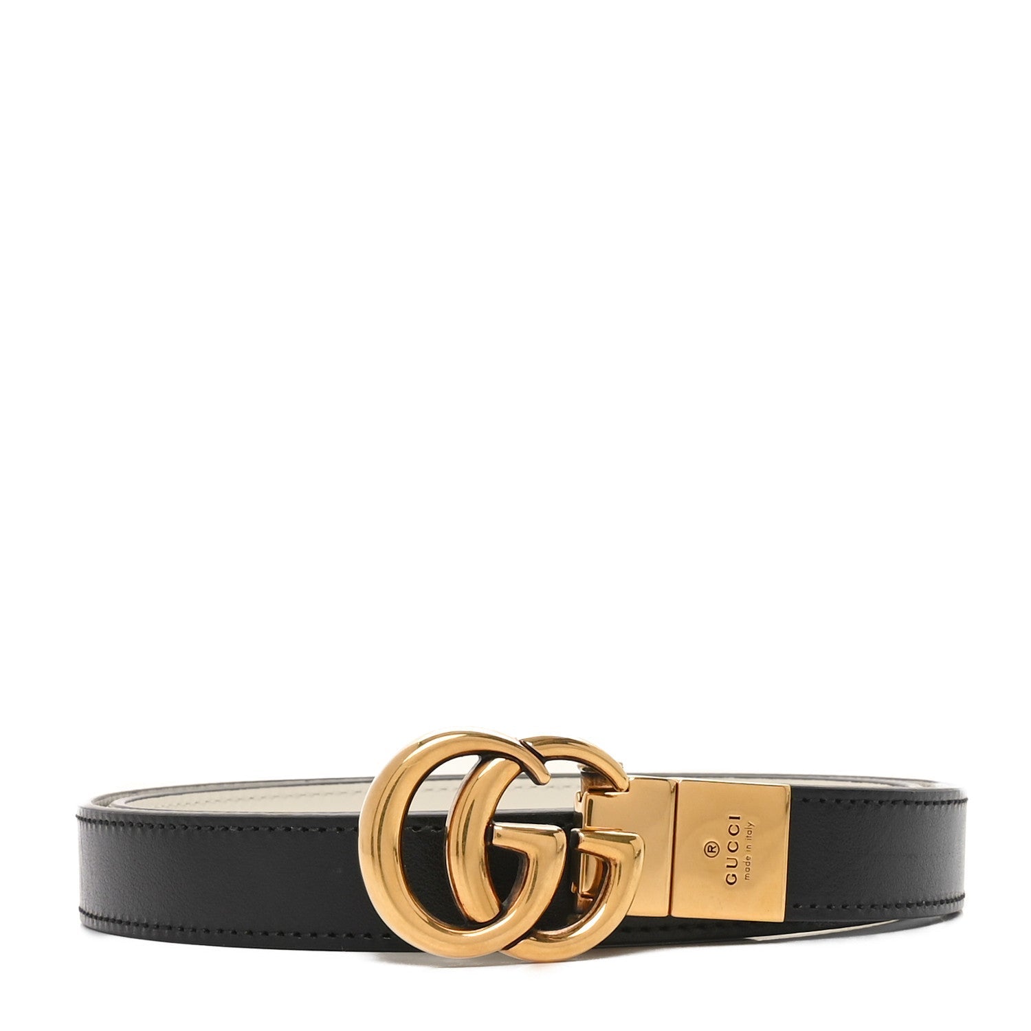 Plutone Calfskin Double G Reversible 20mm Belt 80 32 Black Mystic White
