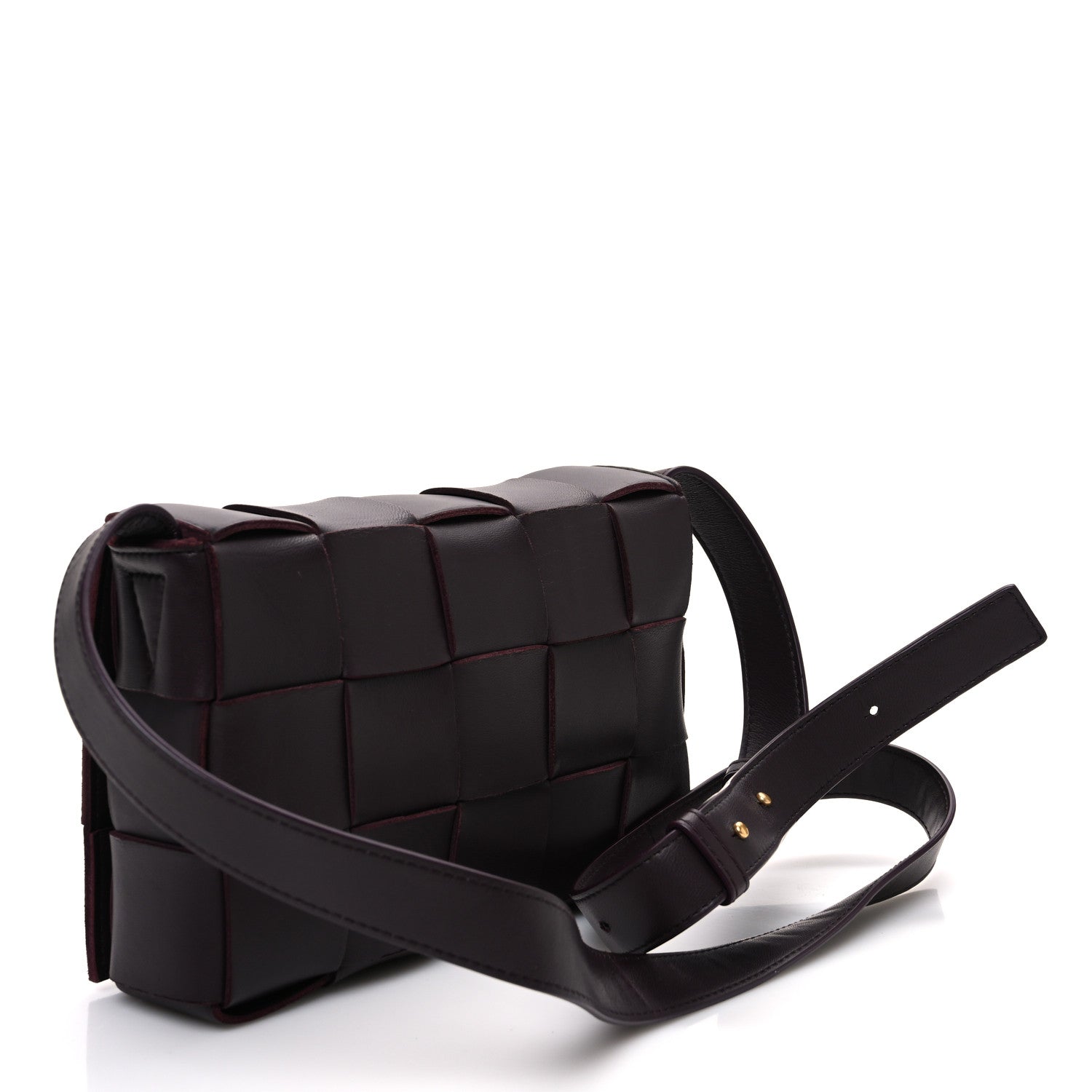 Lambskin Maxi Intreccio Small Cassette Crossbody Bag Grape