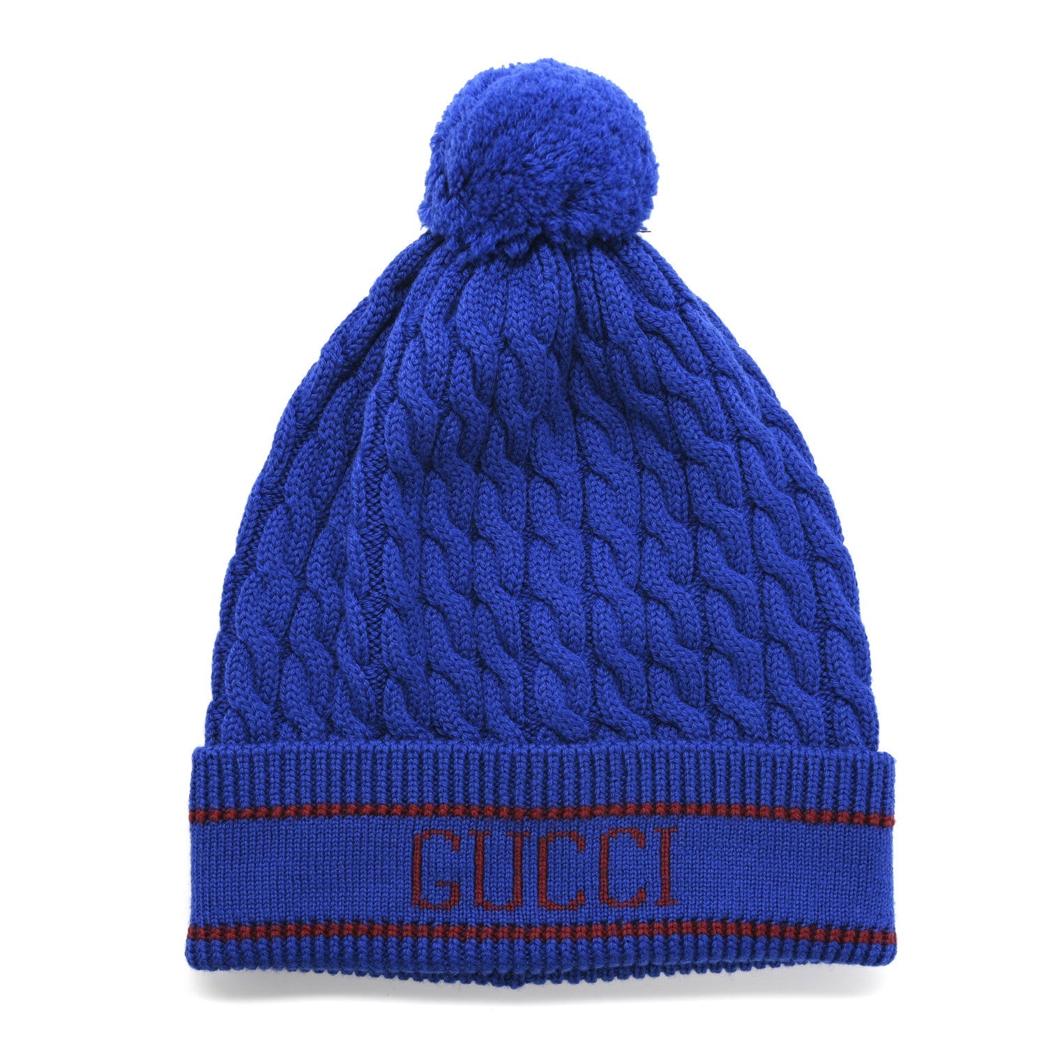 Wool Knit Monogram Beanie Hat M Bluette Red