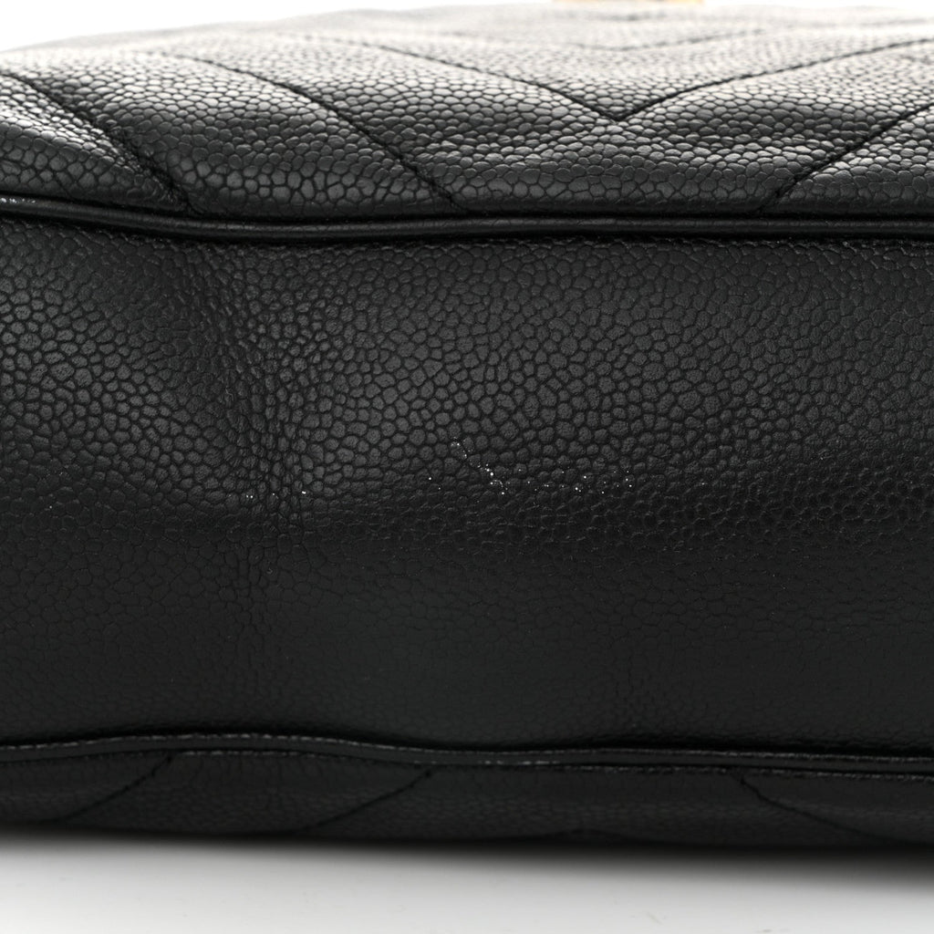 Caviar Chevron Quilted Camera Case Black