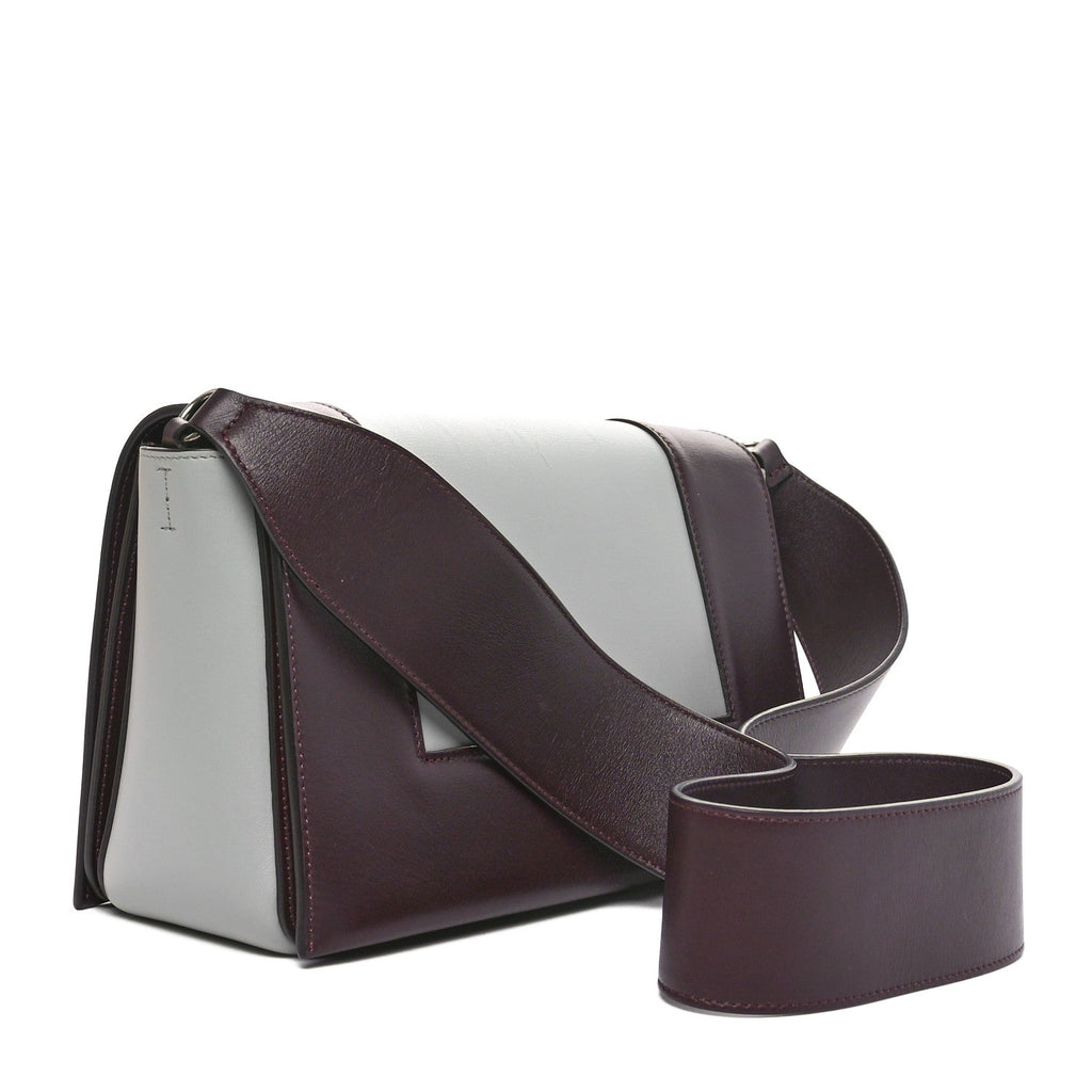 Shiny Smooth Calfskin Medium Frame Shoulder Bag Burgundy Pearl Blue