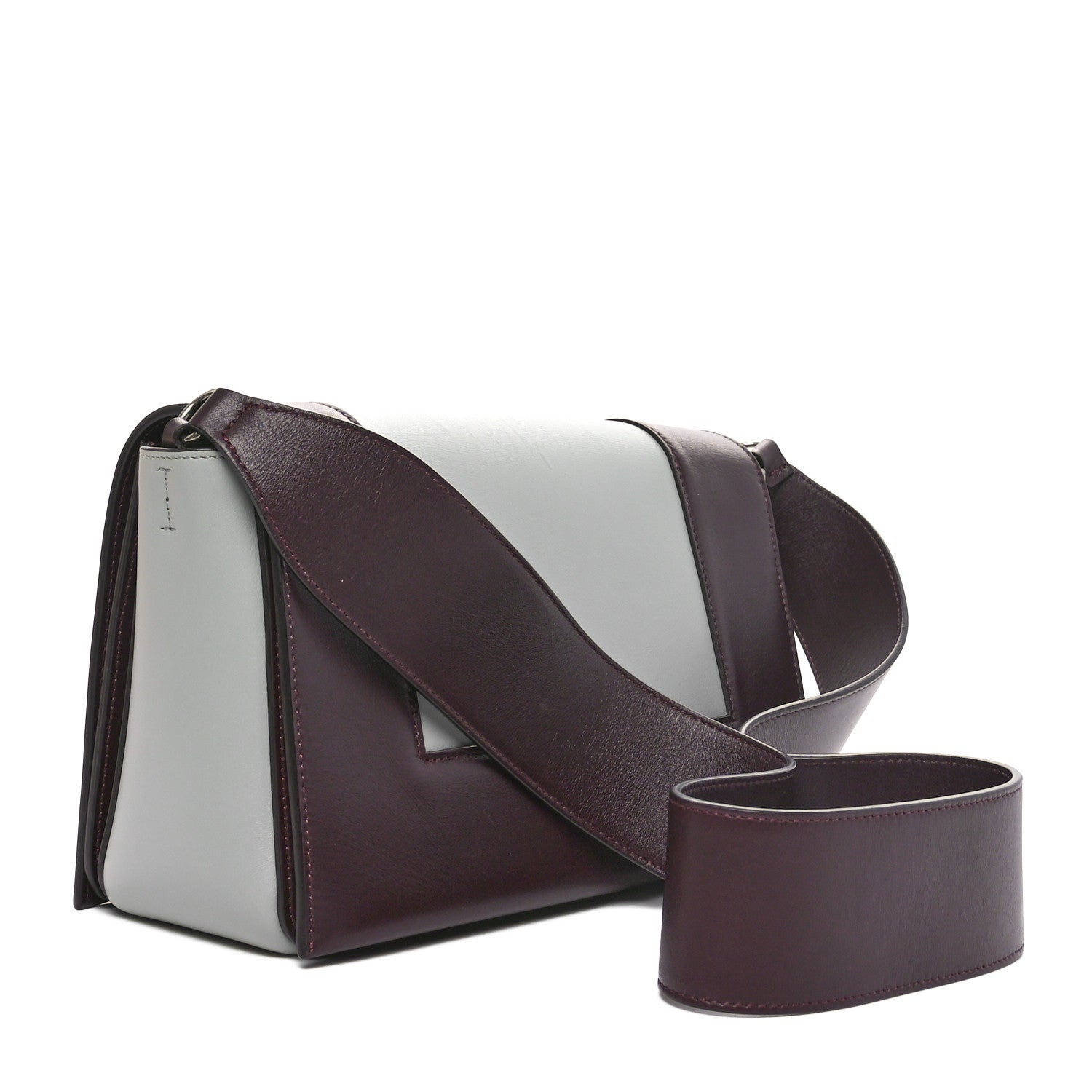 Shiny Smooth Calfskin Medium Frame Shoulder Bag Burgundy Pearl Blue