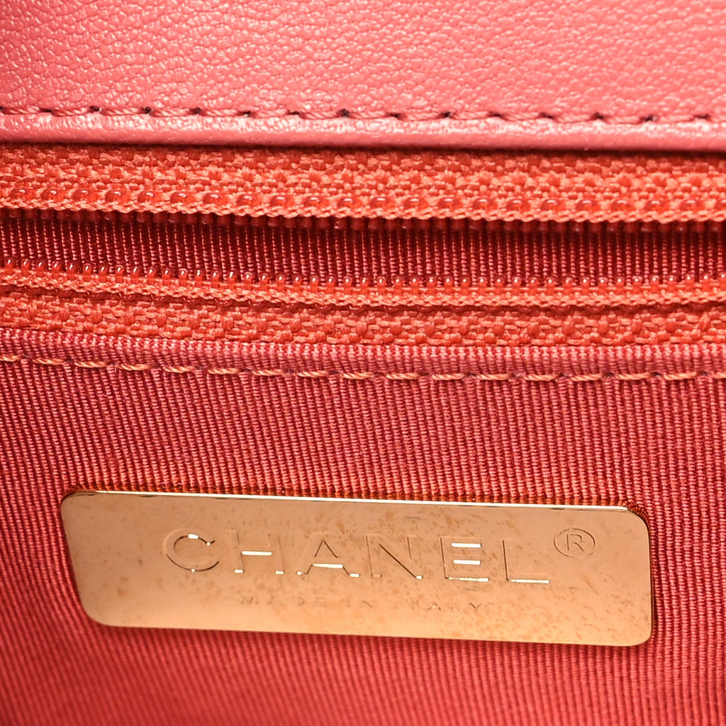 Lambskin Quilted Small Chain Infinity Top Handle Flap Pink