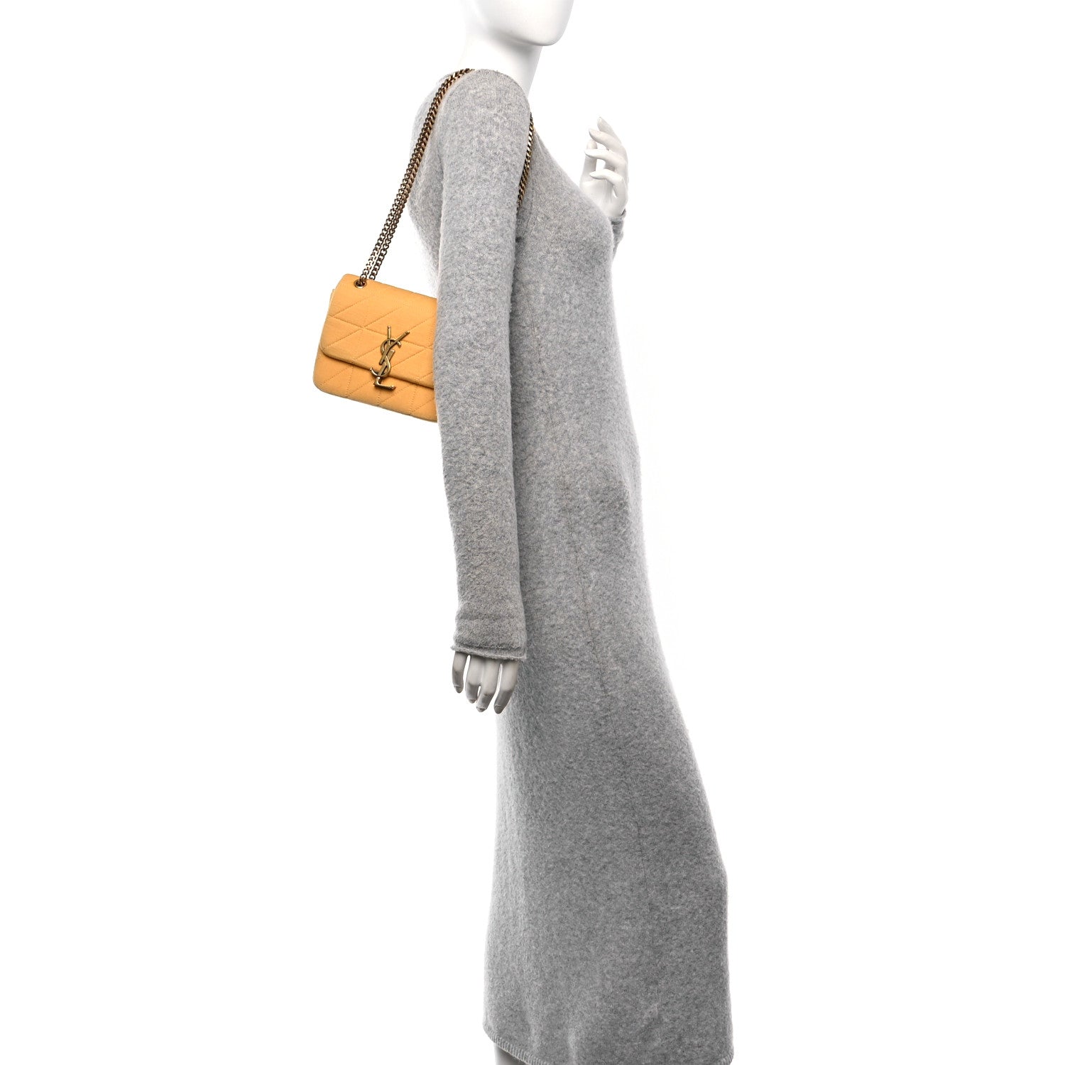Jersey Wool Patchwork Monogram Mini Jamie Baguette Saffron