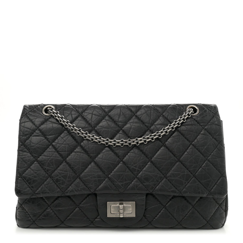 Aged Calfskin Quilted 2.55 Reissue 227 Flap Black