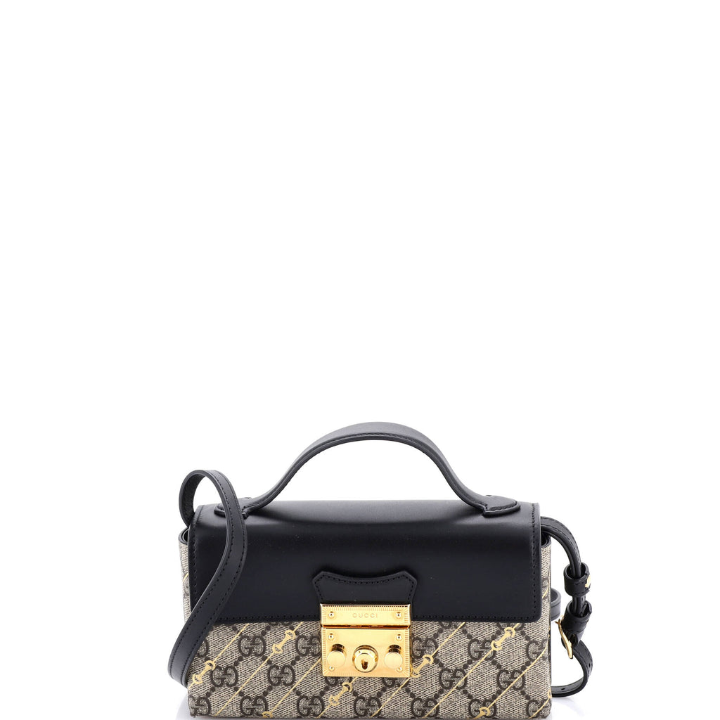 Padlock Top Handle Bag Printed GG Coated Canvas and Leather Mini