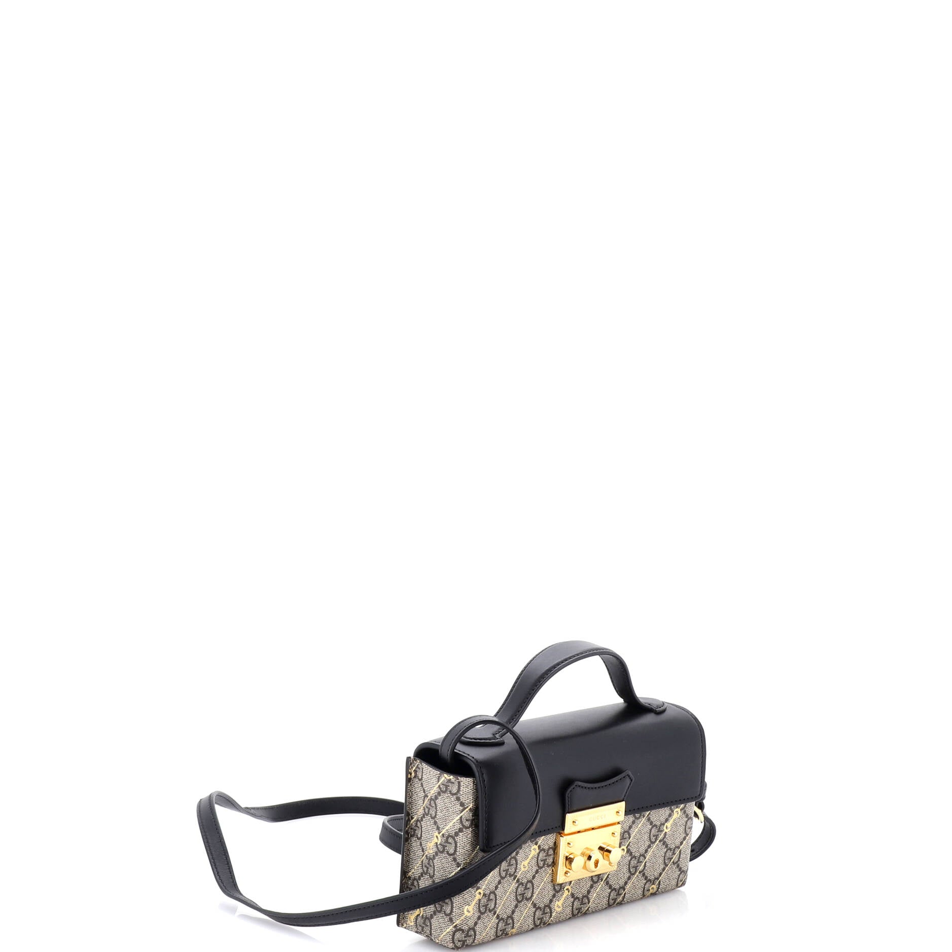 Padlock Top Handle Bag Printed GG Coated Canvas and Leather Mini