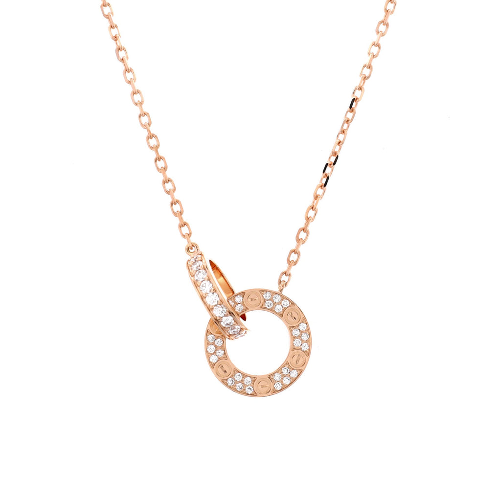 Love Interlocking Pave Necklace 18K Rose Gold and Diamonds