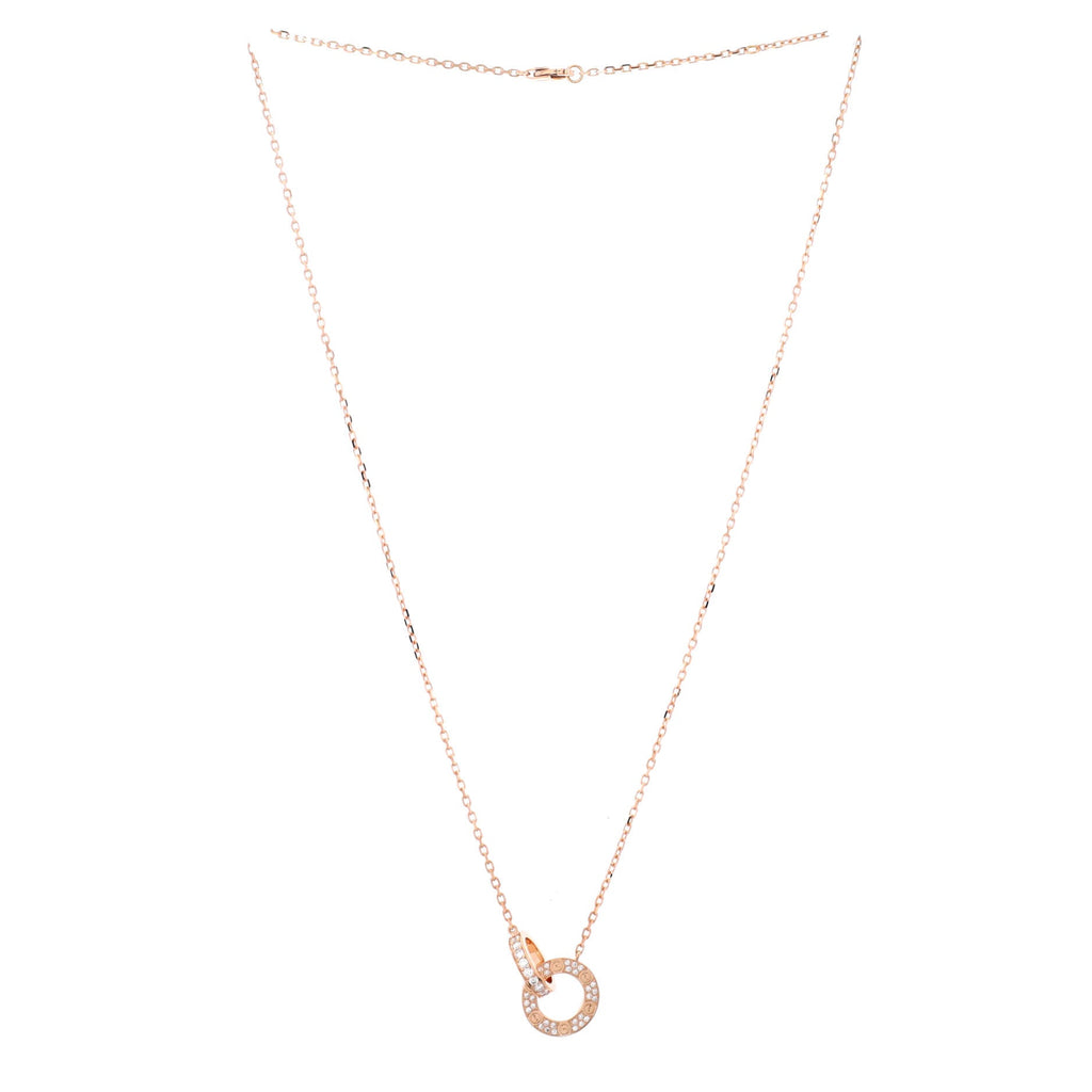 Love Interlocking Pave Necklace 18K Rose Gold and Diamonds
