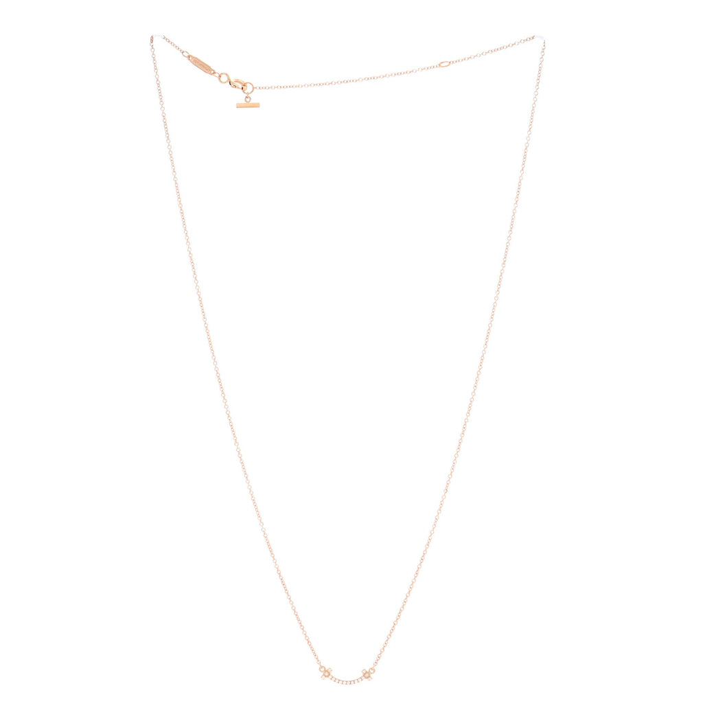 T Smile Pendant Necklace 18K Rose Gold with Diamonds Mini