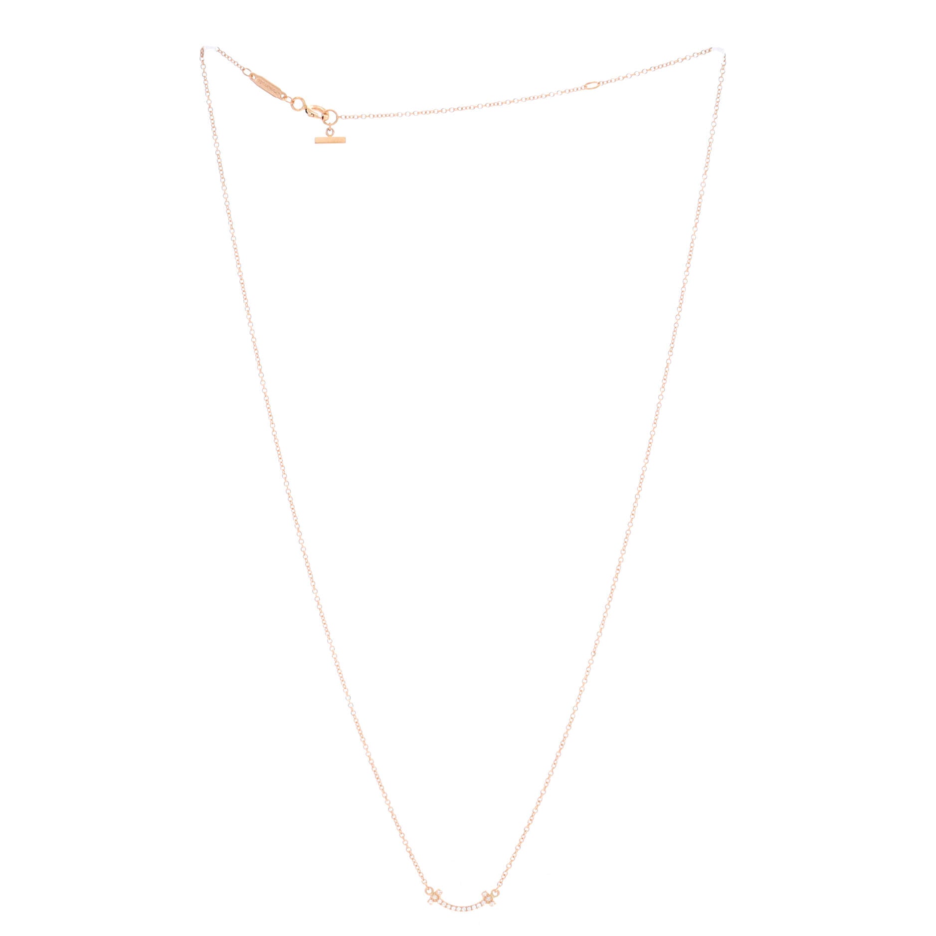 T Smile Pendant Necklace 18K Rose Gold with Diamonds Mini