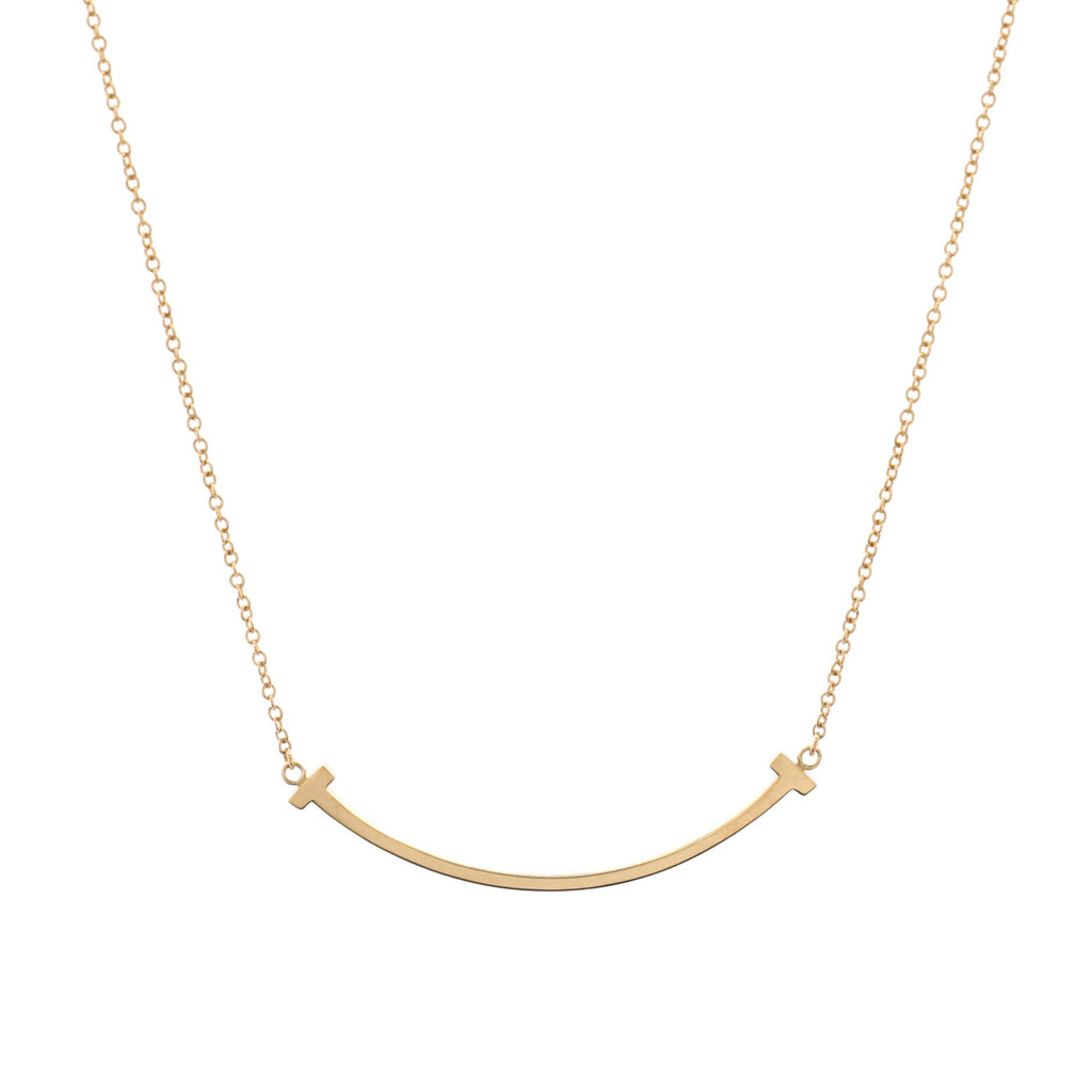 T Smile Pendant Necklace 18K Yellow Gold Small