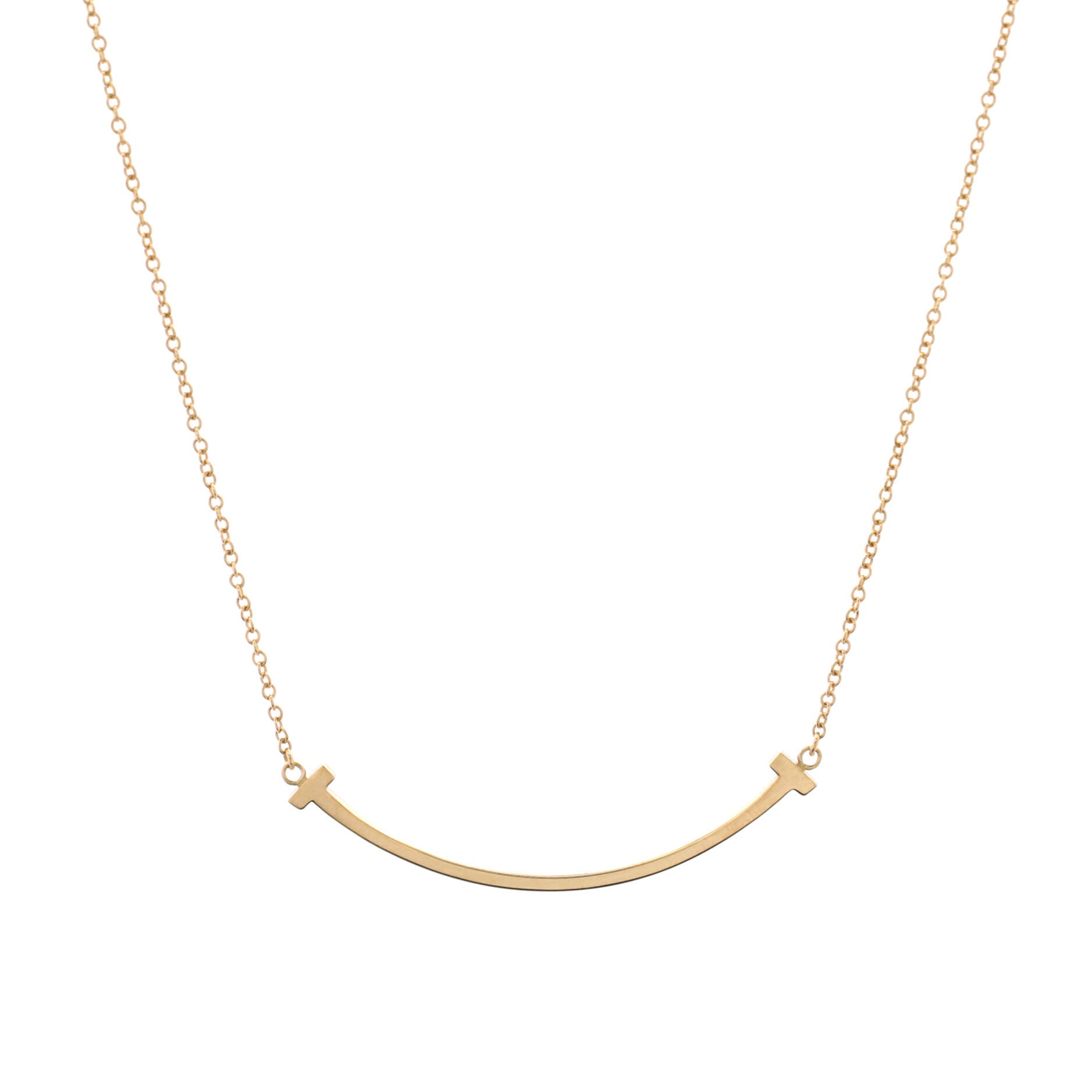 T Smile Pendant Necklace 18K Yellow Gold Small