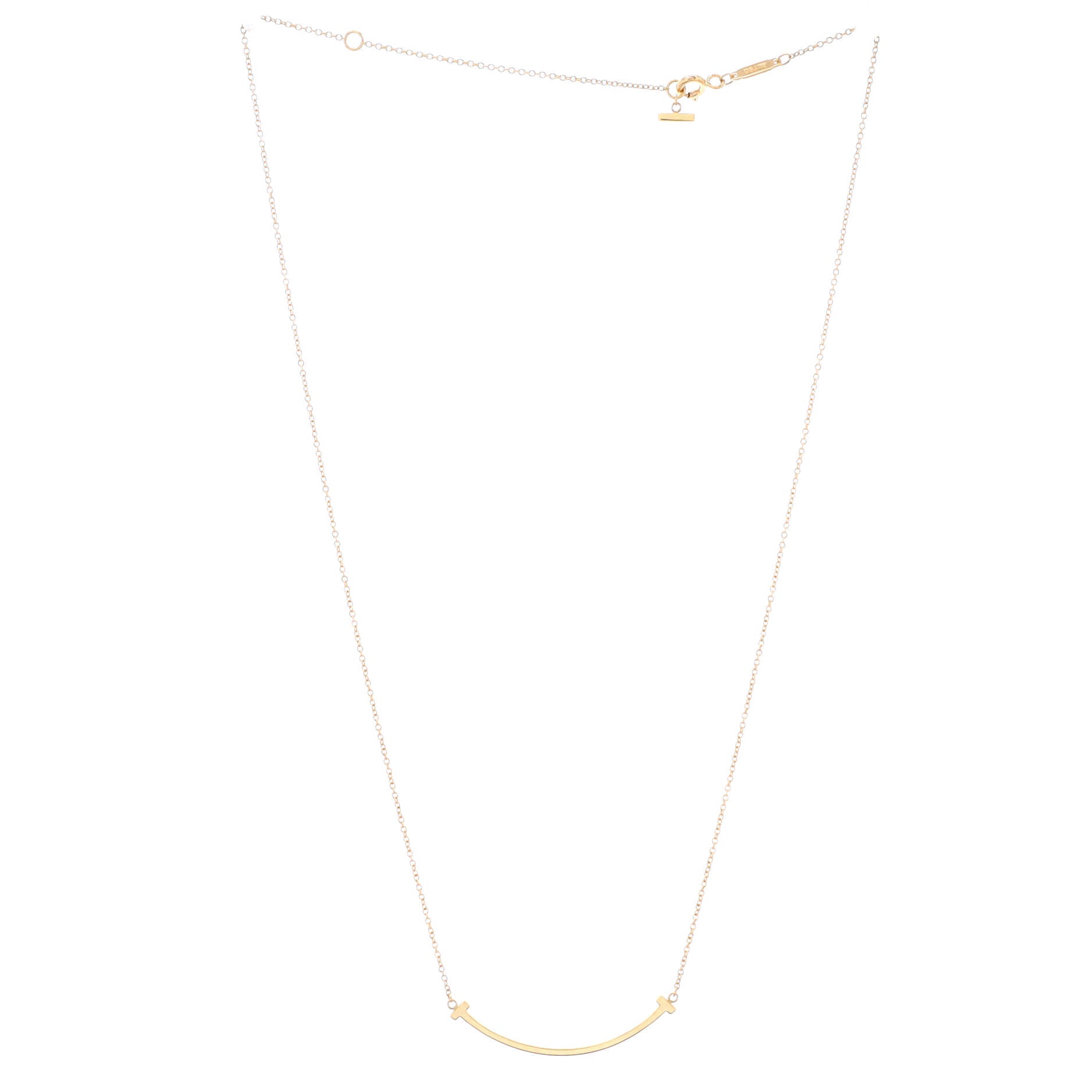 T Smile Pendant Necklace 18K Yellow Gold Small
