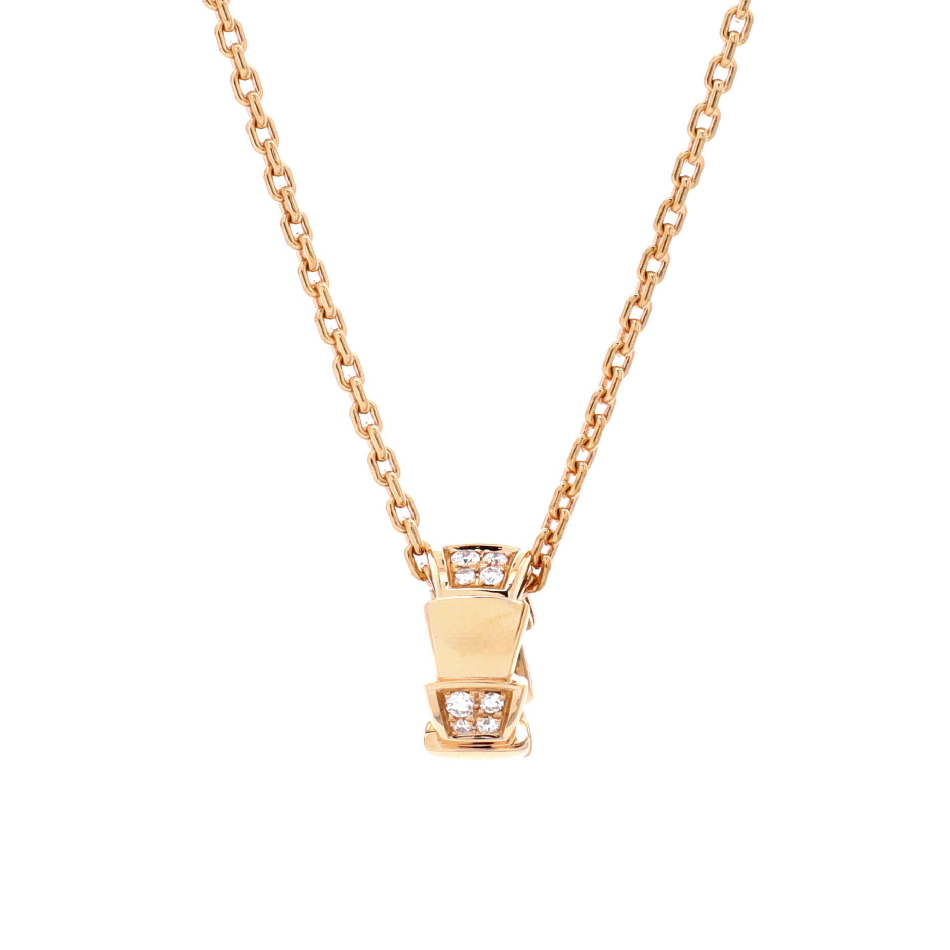 Serpenti Viper Pendant Necklace 18K Rose Gold with Diamonds