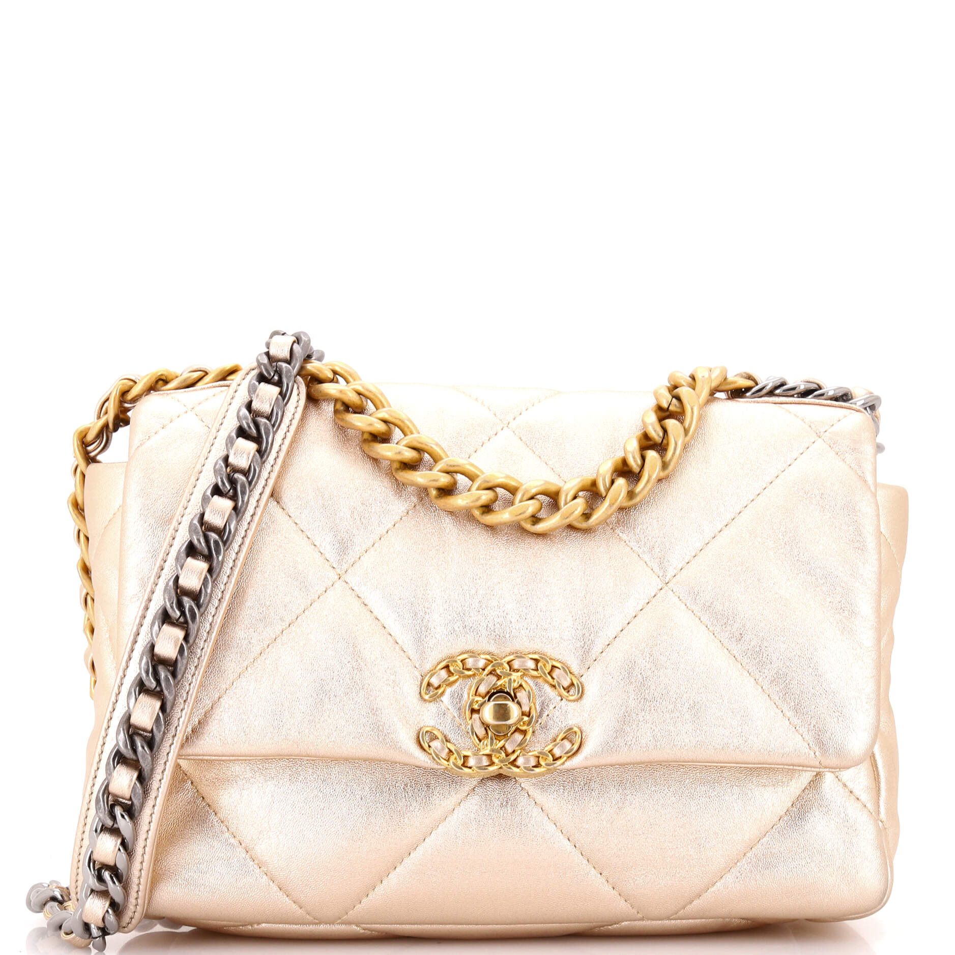 19 Flap Bag Quilted Iridescent Calfskin Medium