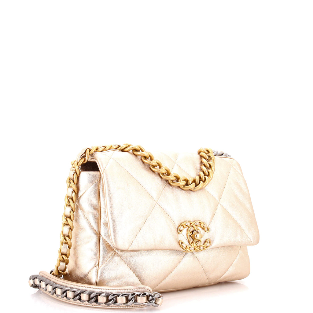 19 Flap Bag Quilted Iridescent Calfskin Medium