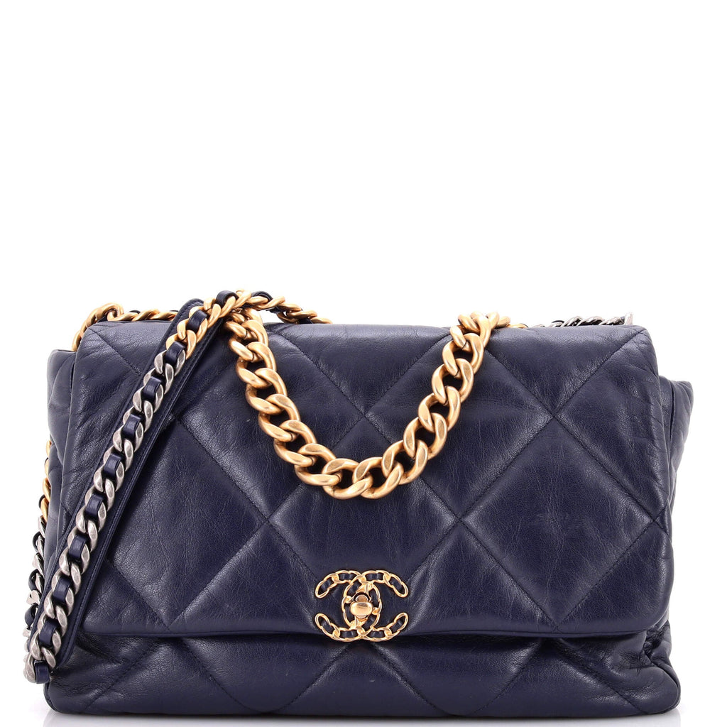 19 Flap Bag Quilted Leather Maxi