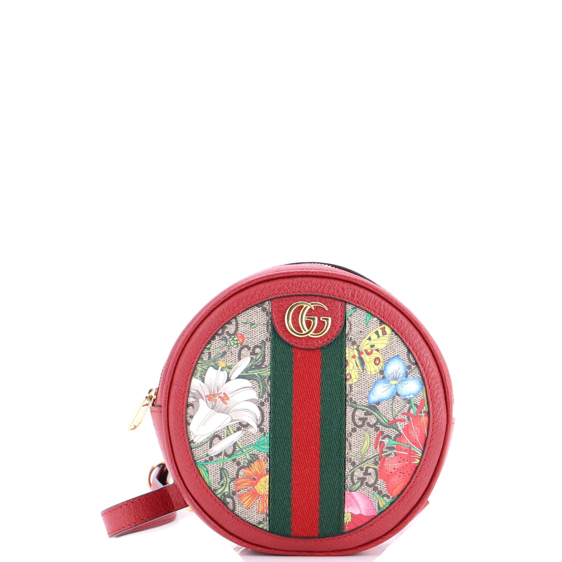 Ophidia Round Backpack Flora GG Coated Canvas Mini