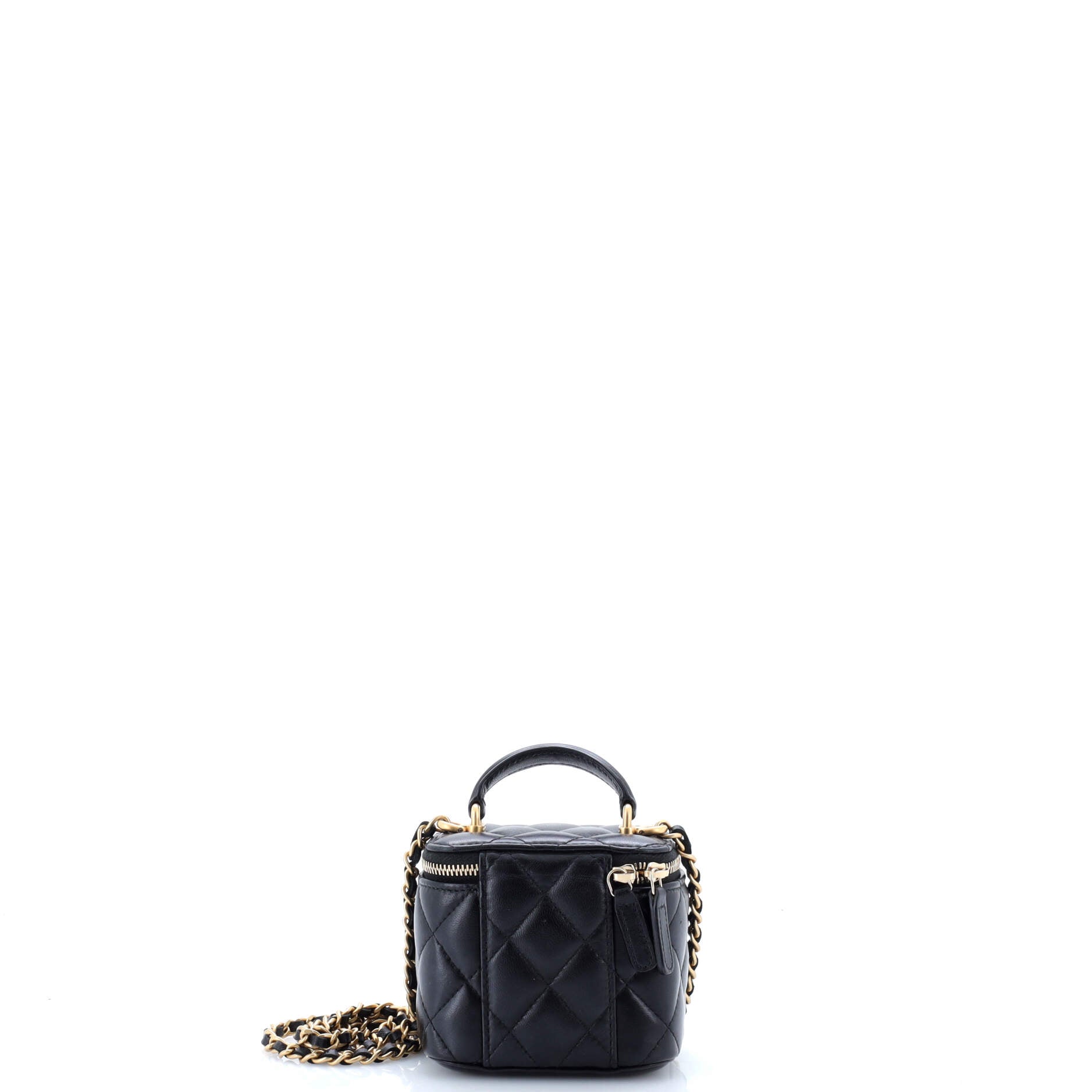 Classic Top Handle Vanity Case with Chain Quilted Lambskin Mini