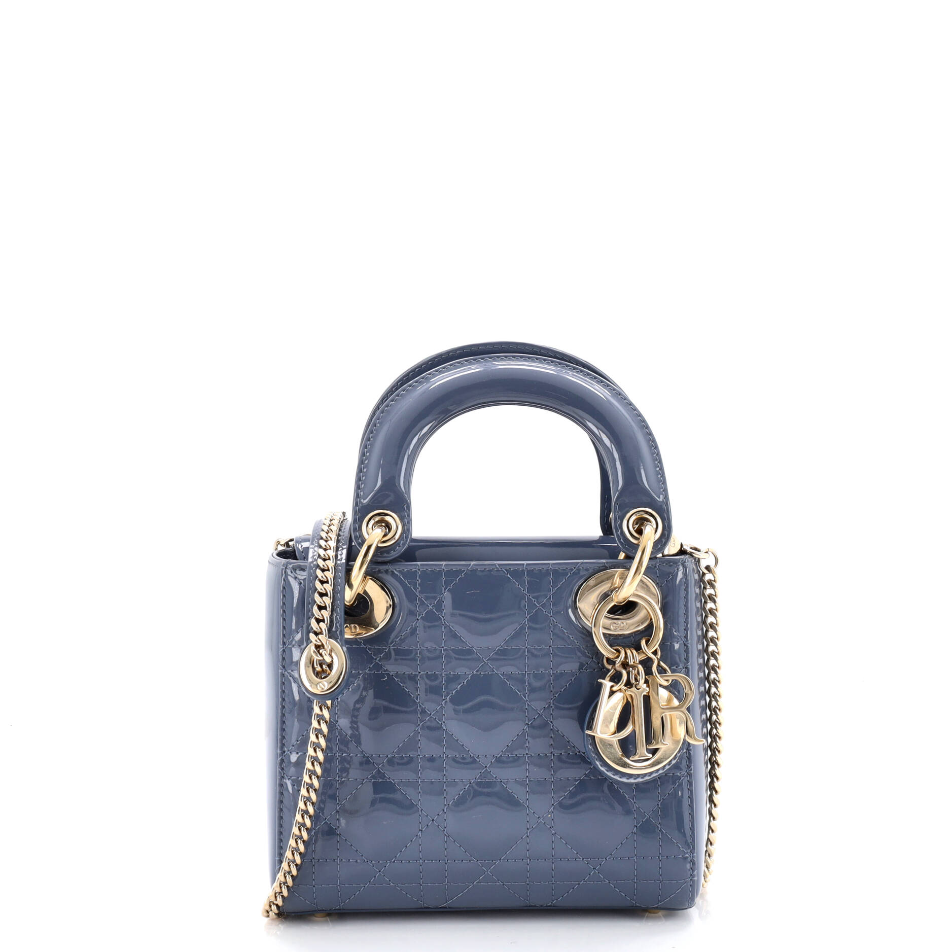 Lady Dior Chain Bag Cannage Quilt Patent Mini