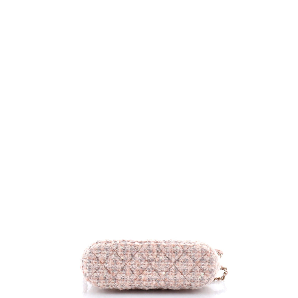 CC Dome Zip Handle Clutch with Chain Quilted Tweed Mini