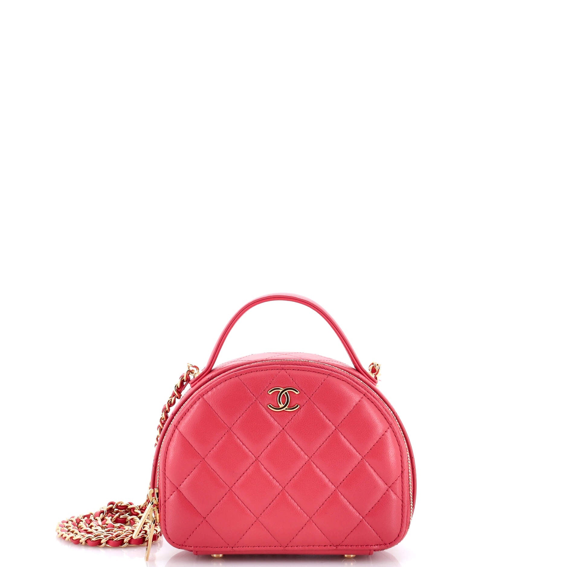 Chic Riviera Vanity Case with Chain Quilted Lambskin
