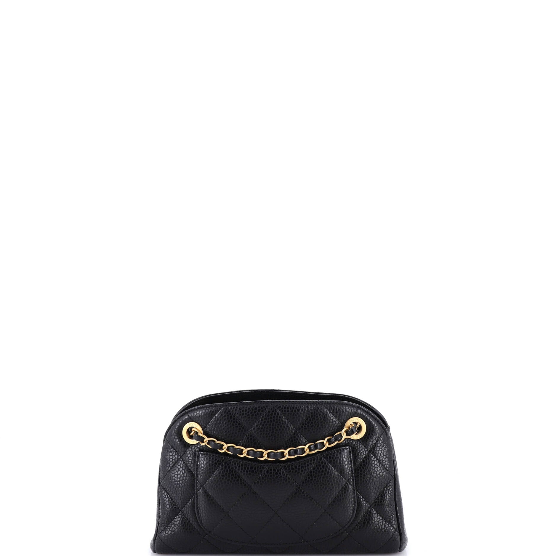 CC Compartment Chain Bowler Bag Quilted Caviar Small