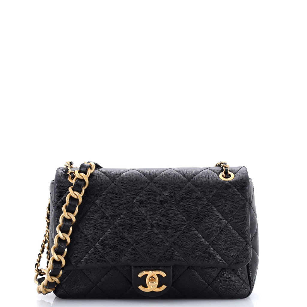 CC Multi Chain Flap Bag Quilted Caviar Medium