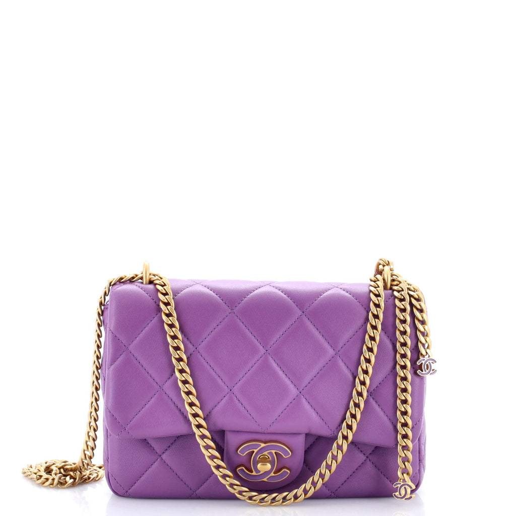 Pending CC Square Flap Bag Quilted Lambskin Small