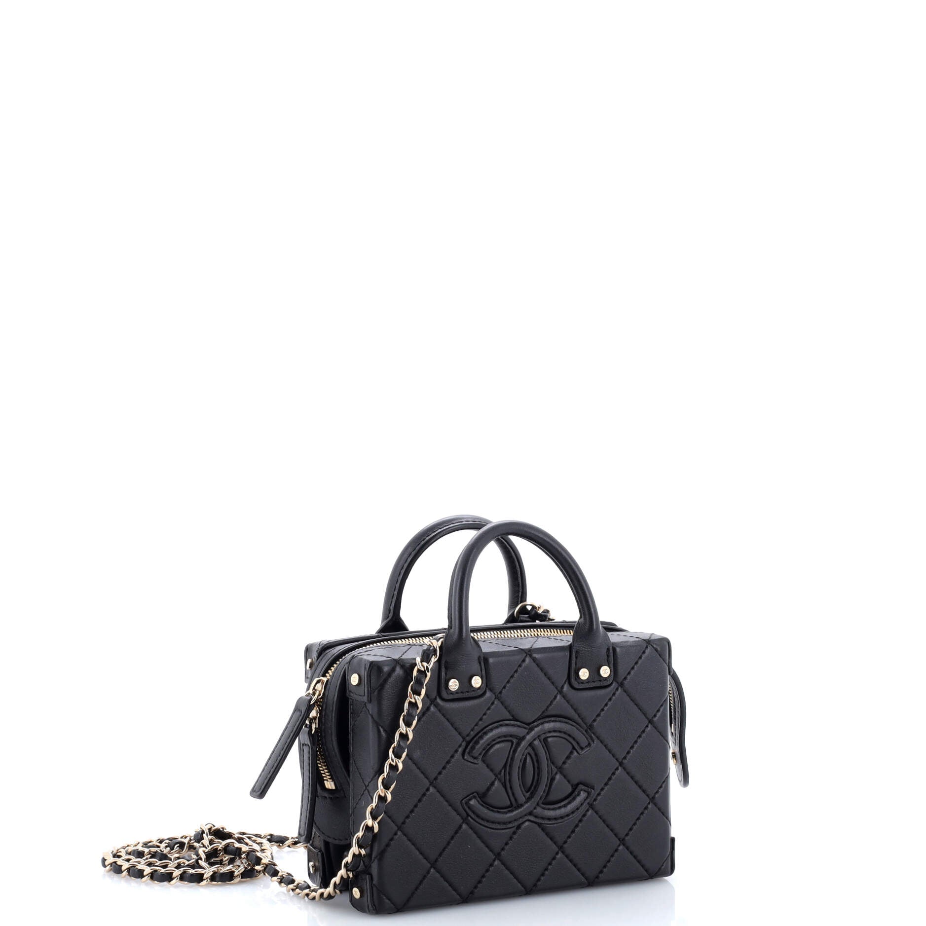 CC Square Convertible Vanity Case Quilted Calfskin Small