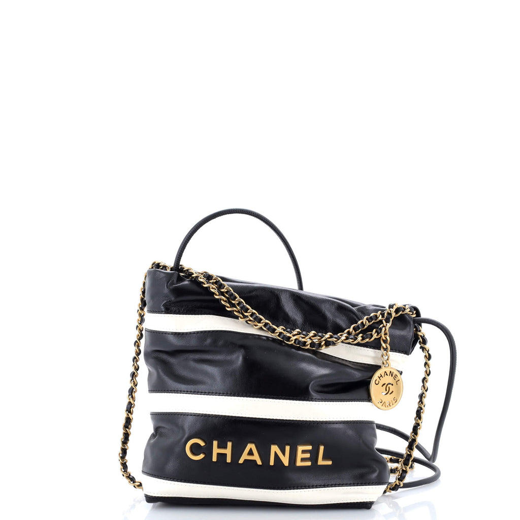 22 Chain Hobo Striped Shiny Calfskin Mini