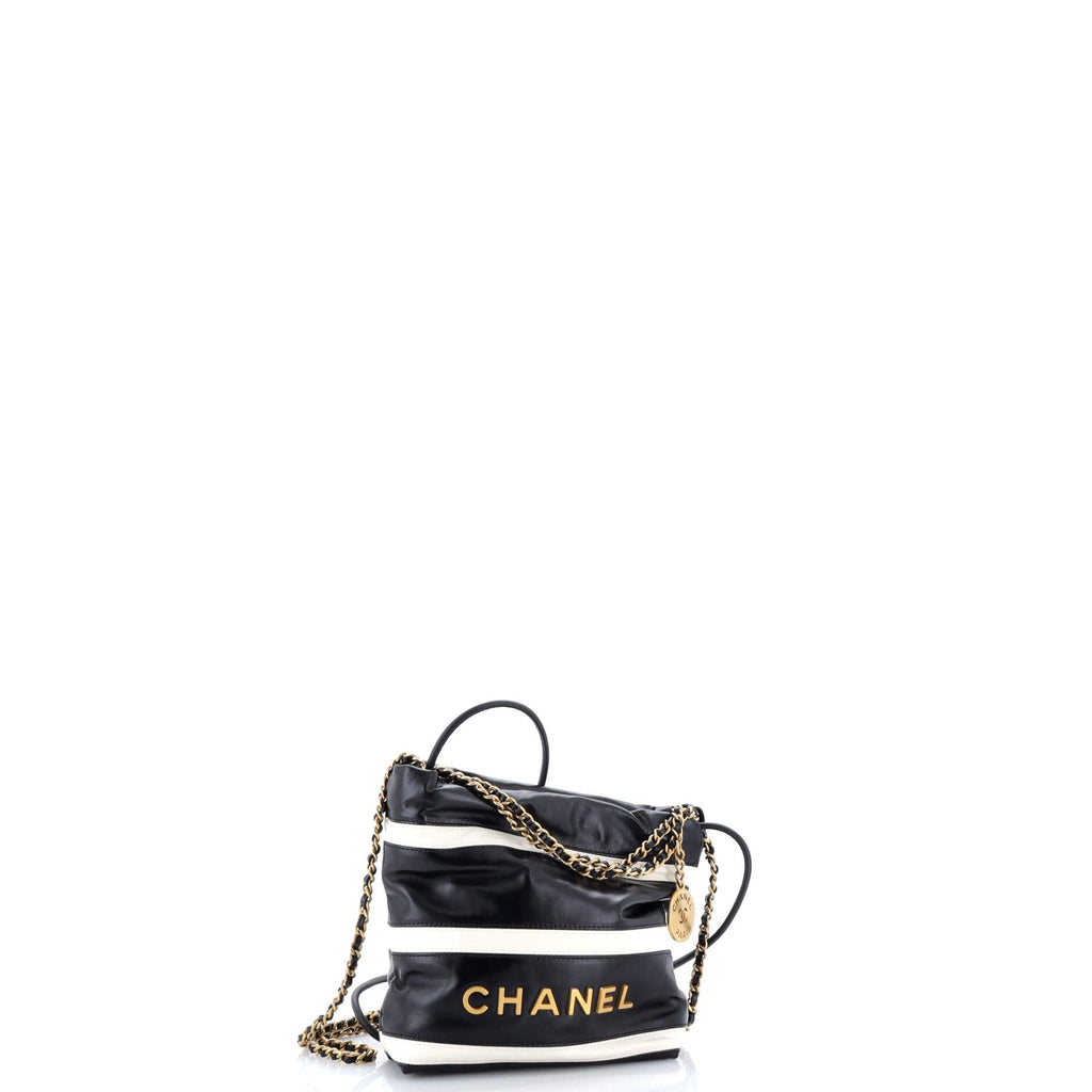 22 Chain Hobo Striped Shiny Calfskin Mini
