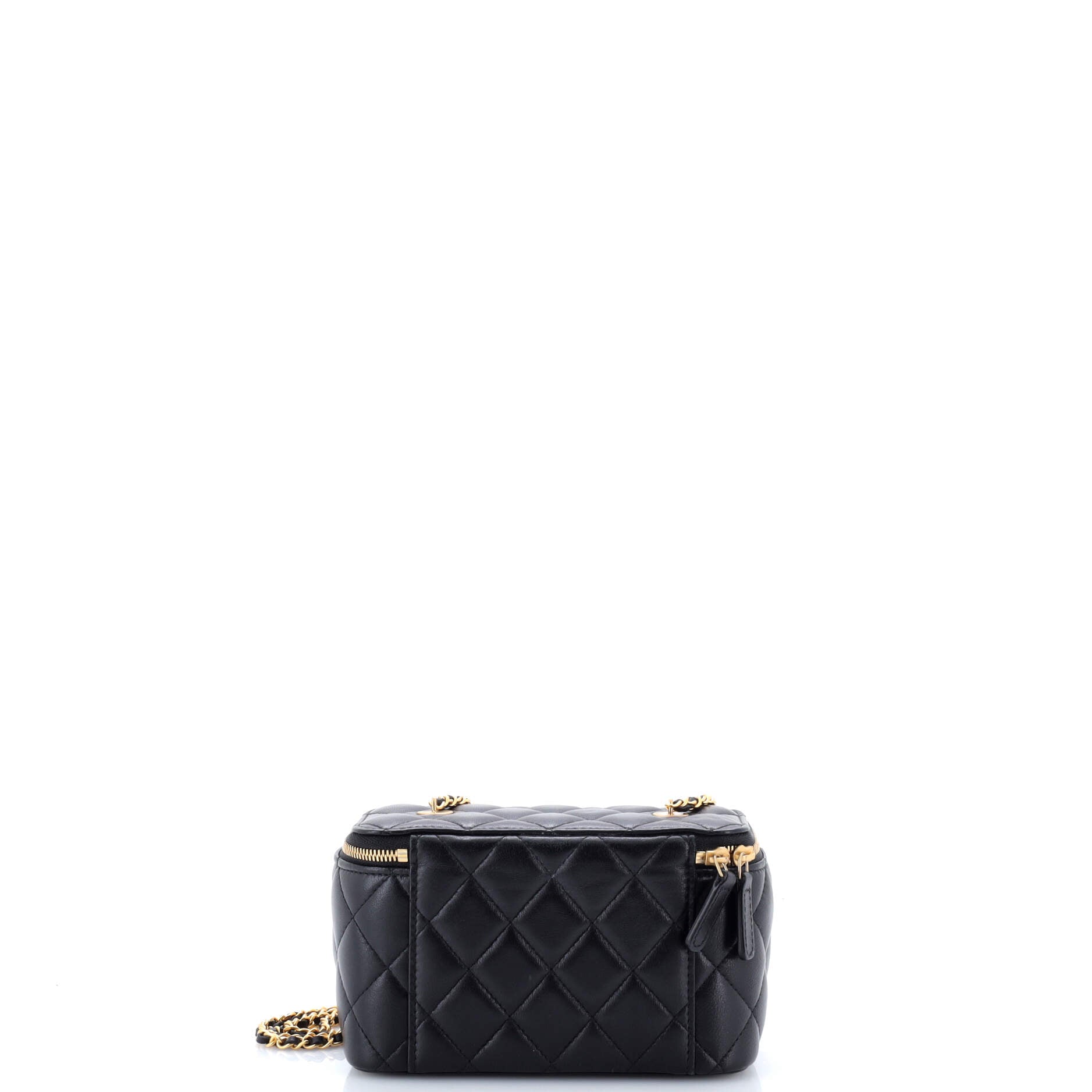 Coco de Toi Heart Vanity Case with Chain Quilted Lambskin Small