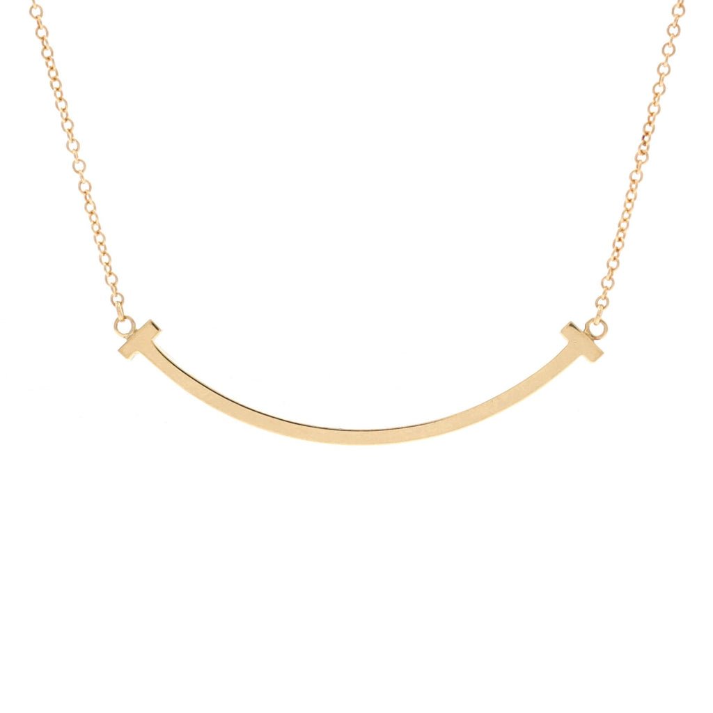 T Smile Pendant Necklace 18K Yellow Gold Small