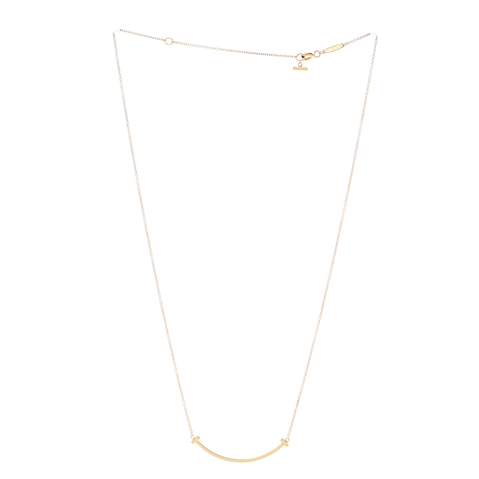 T Smile Pendant Necklace 18K Yellow Gold Small