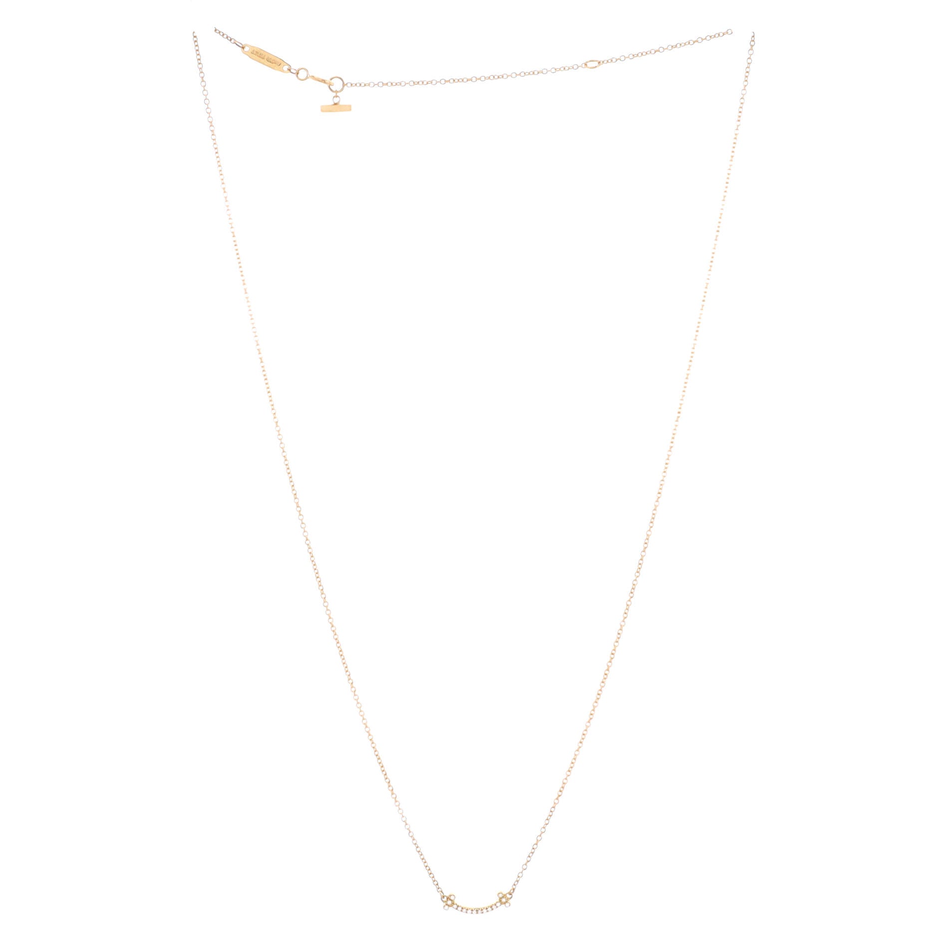 T Smile Pendant Necklace 18K Yellow Gold with Diamonds Mini