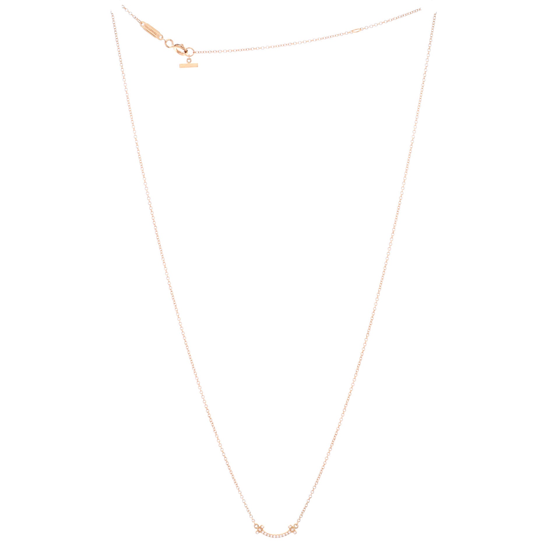 T Smile Pendant Necklace 18K Rose Gold with Diamonds Mini