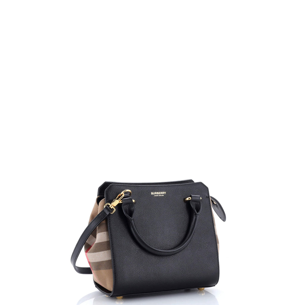 Banwell Tote Leather and House Check Canvas Mini