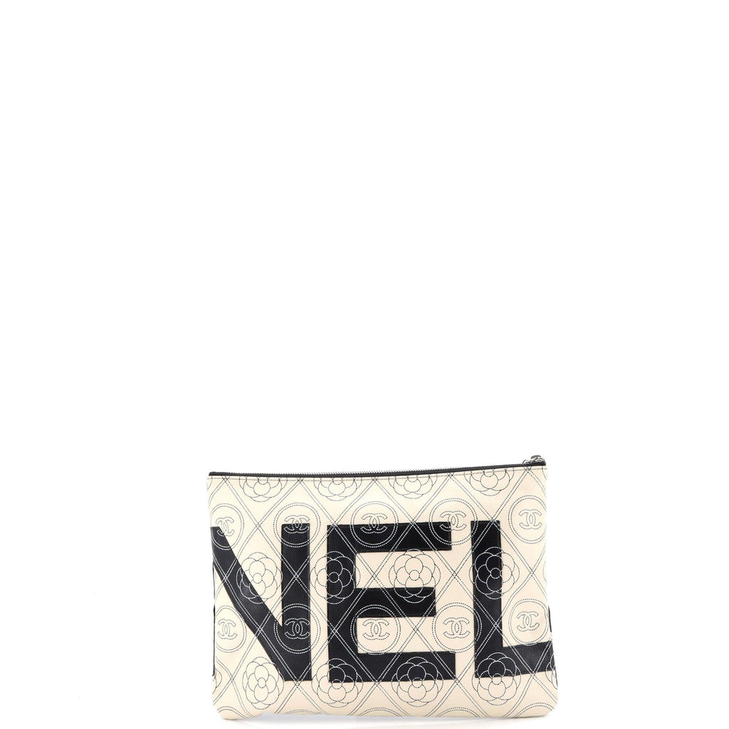 Camellia Logo Wristlet Clutch Printed Coated Canvas Medium