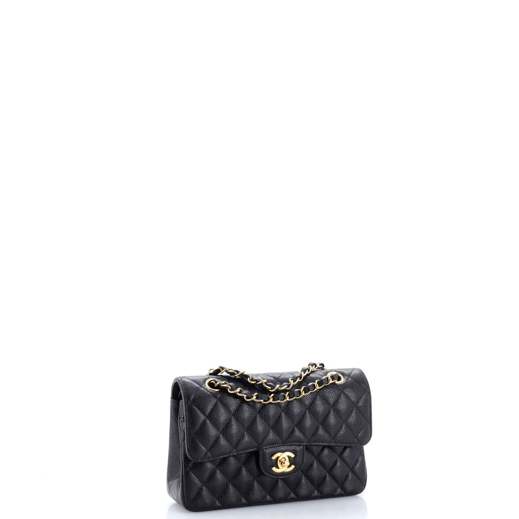 Classic Double Flap Bag Quilted Caviar Small