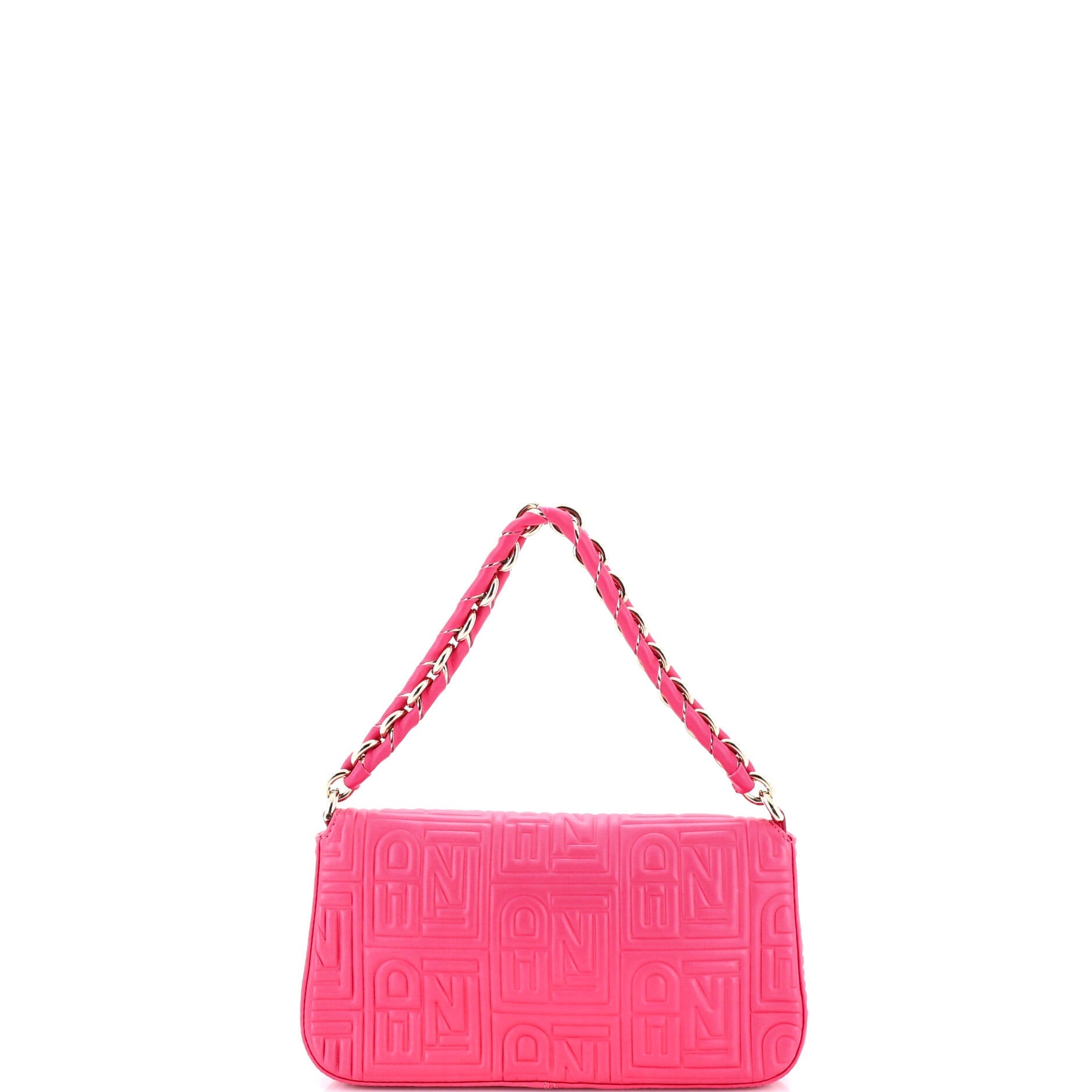 Baguette Bag Logo Embossed Leather Small